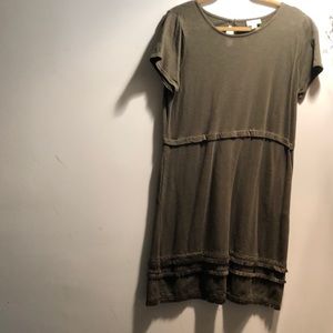 Olive green dress fringe style at bottom